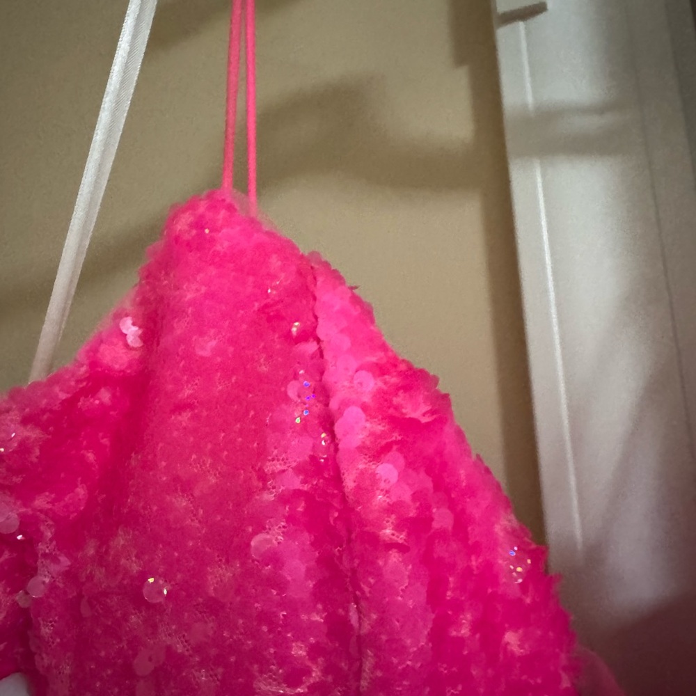 2 Cute Pink Embellished Slit Prom Gown - Picture 8 of 10